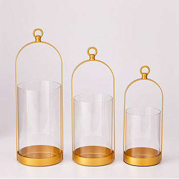 European Glass Candlestick with Windproof Cover