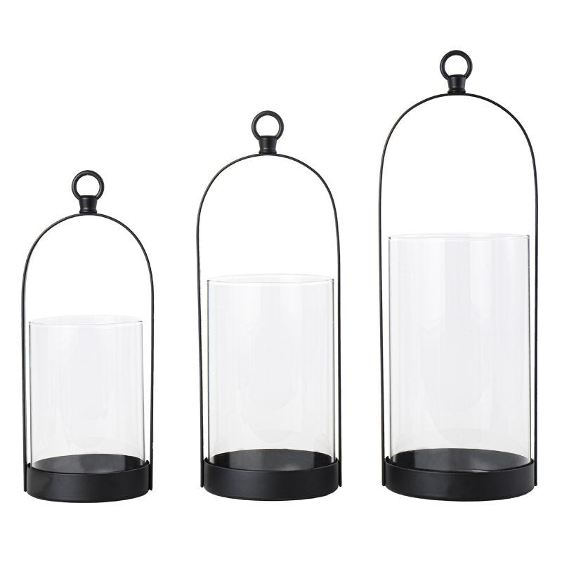 European Glass Candlestick with Windproof Cover