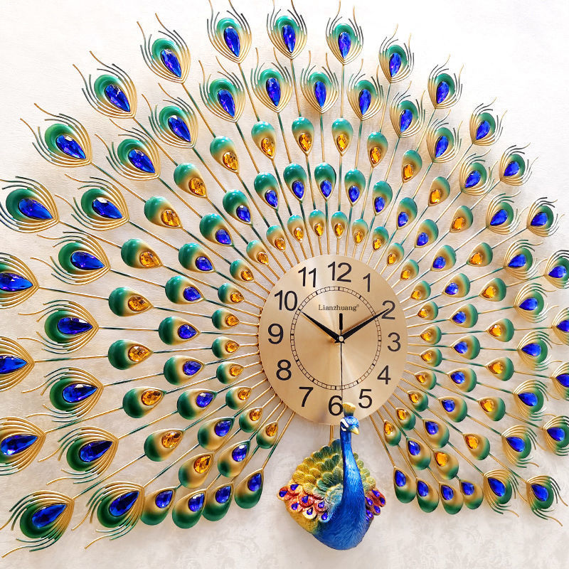 European Peacock Design Silent Wall Clock