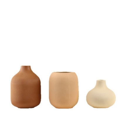 European Style Ceramic Vase Three Piece Set for Dried Flowers Home Decoration