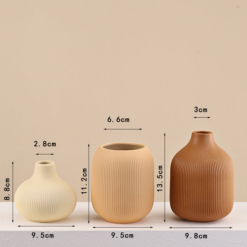 European Style Ceramic Vase Three Piece Set for Dried Flowers Home Decoration