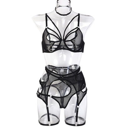 European Style Lingerie Set with Metal Accessories