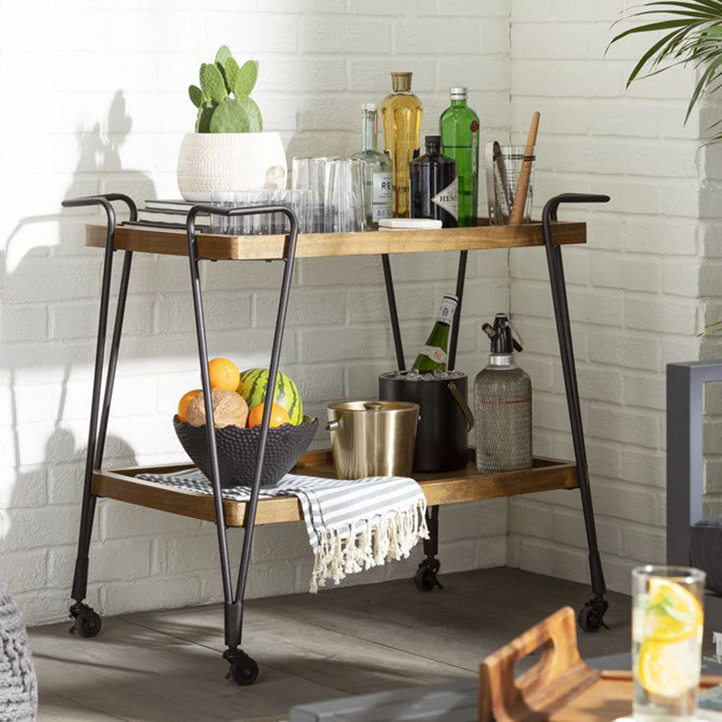 European Style Mobile Serving Cart with Iron Frame