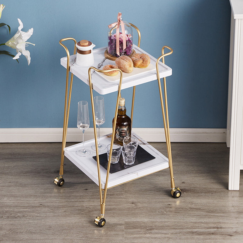 European Style Mobile Serving Cart with Iron Frame