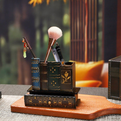 European Style Retro Fake Book Pen Holder Wooden Desktop Decor