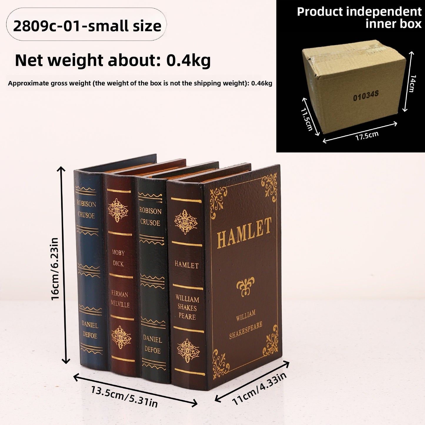 European Style Retro Fake Book Storage Box Decor