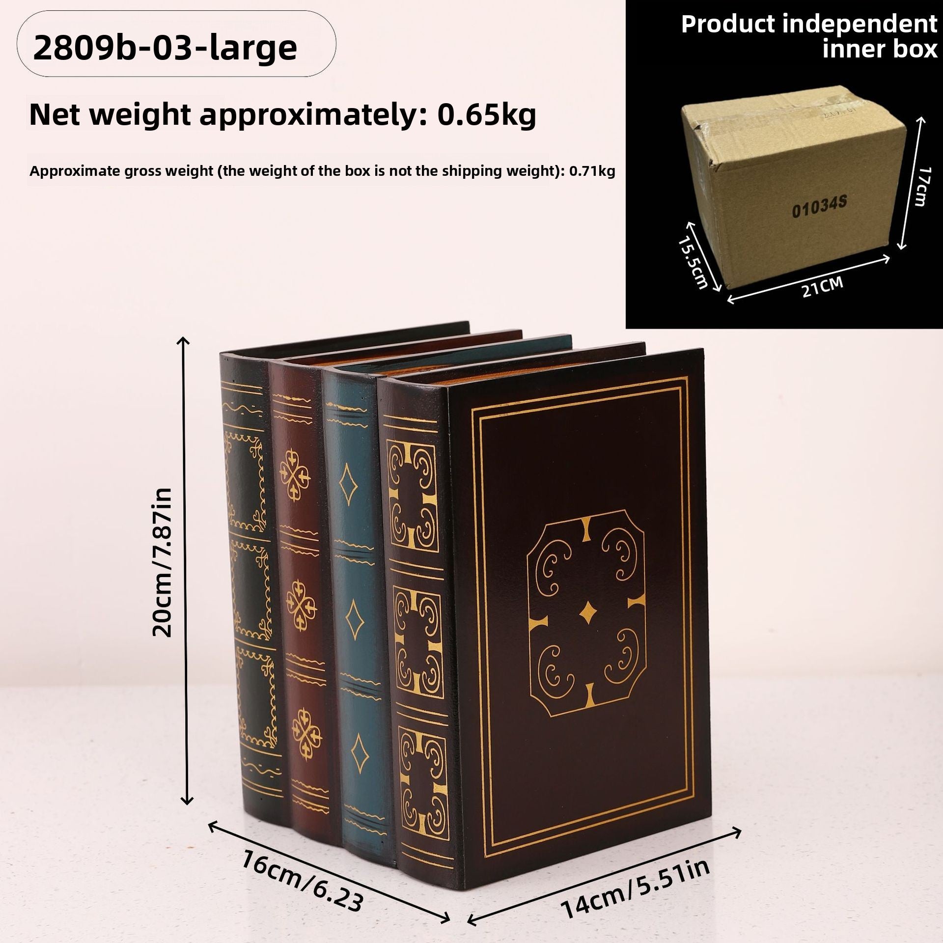 European Style Retro Fake Book Storage Box Decor
