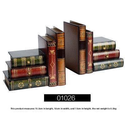 European-style vintage imitation bookshelf wooden book holder ornament