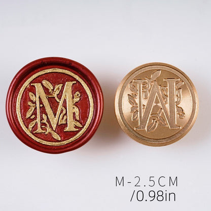 European Vintage Brass Seal Stamps with Wood Handle