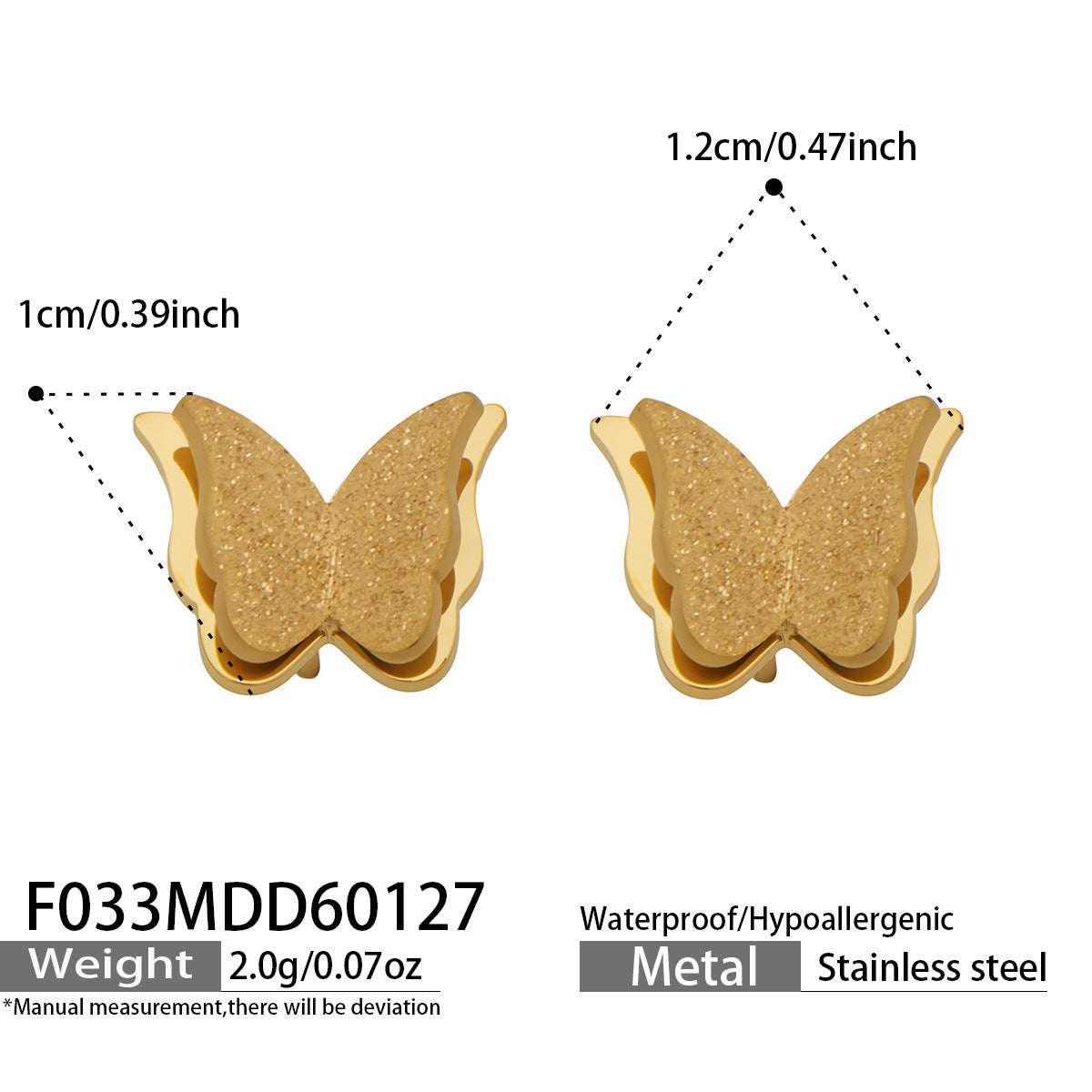 EurSmall butterfly stud earrings