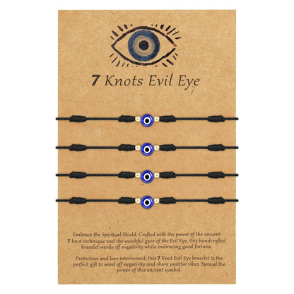Evil Eye Cord Bracelet with Gold Spacer Beads
