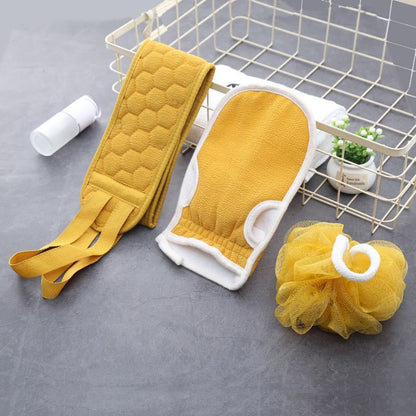 Exfoliating Bath Cloth Set: Bath Ball and Back Scrubber Strip