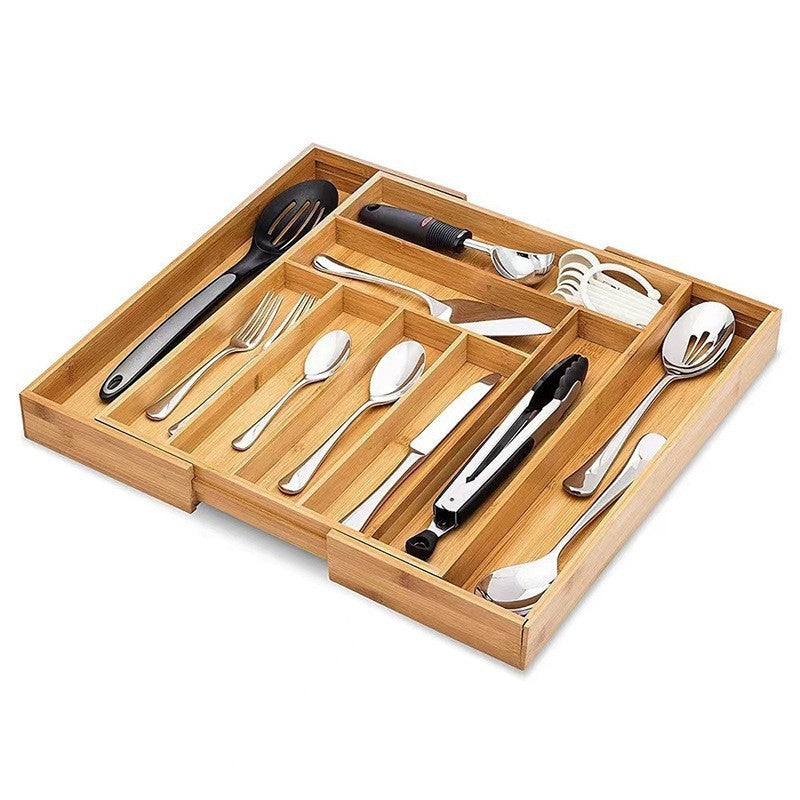 Expandable Bamboo Drawer Organizer with Adjustable Dividers