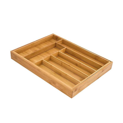 Expandable Bamboo Drawer Organizer with Adjustable Dividers