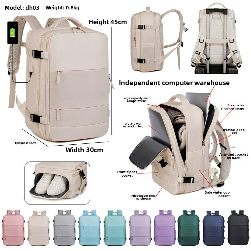 Expandable Travel Backpack with Laptop Compartment