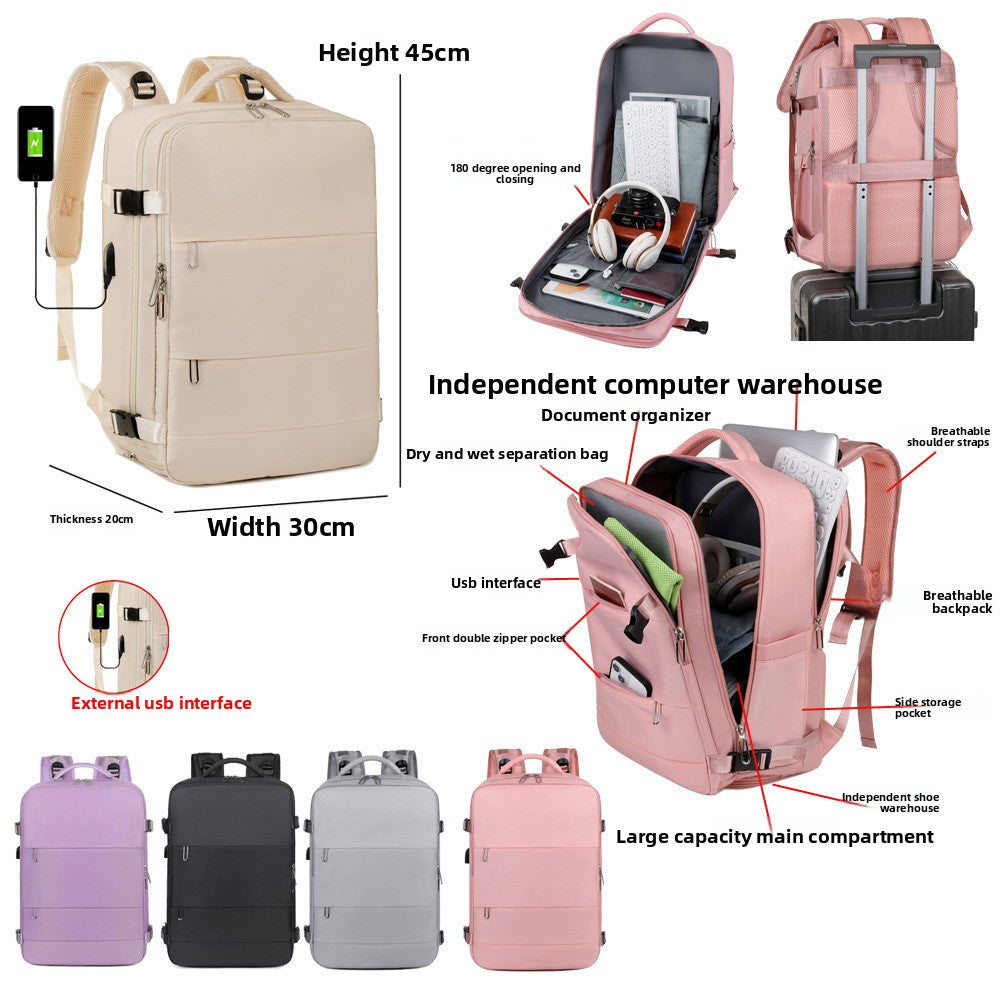 Expandable Travel Backpack with USB Charging