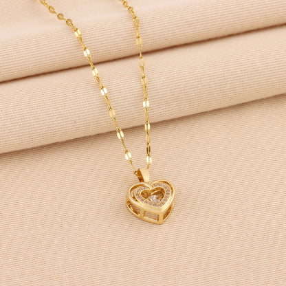 Explosions Korean double smart love pendant titanium steel necklace cross-border explosions stainless steel women's clavicle chain
