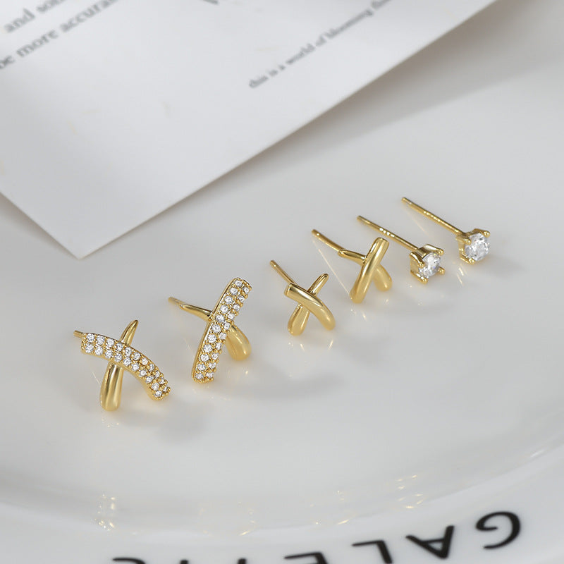 Exquisite zircon cross stud earrings