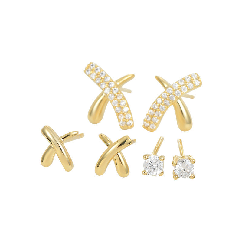 Exquisite zircon cross stud earrings