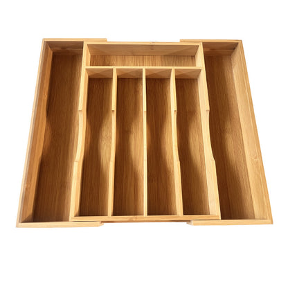 Extendable Bamboo Drawer Organizer Box