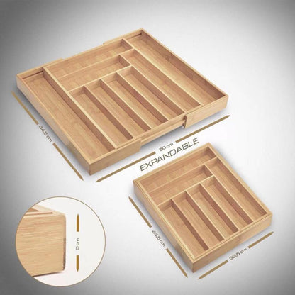 Extendable Bamboo Drawer Organizer Box