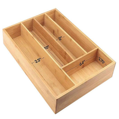 Extendable Bamboo Drawer Organizer Box