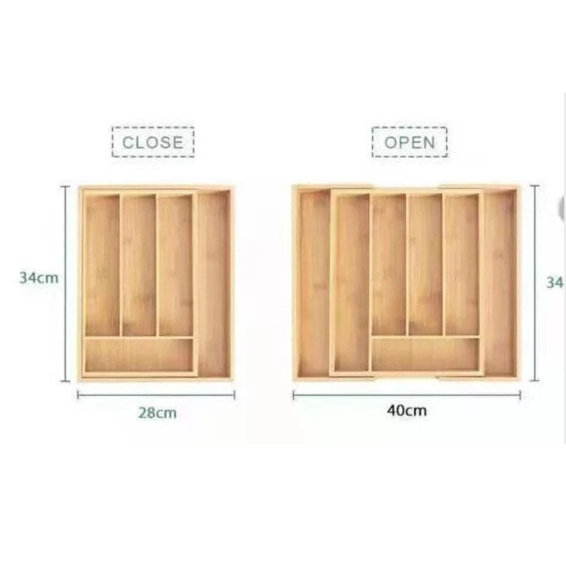 Extendable Bamboo Drawer Organizer Box