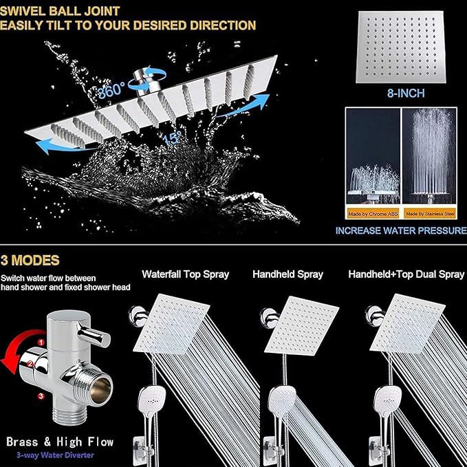 Extended Exposed Shower Wall Mount