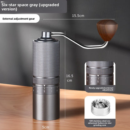 External adjustable hand-cranked bean grinder