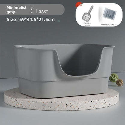 Extra Large Open Cat Litter Box Semi-Enclosed Pet Toilet