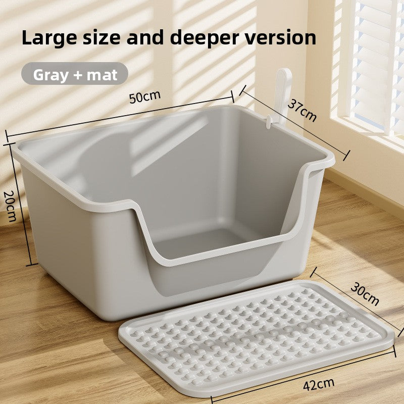 Extra Large Open Cat Litter Box Semi-Enclosed Pet Toilet
