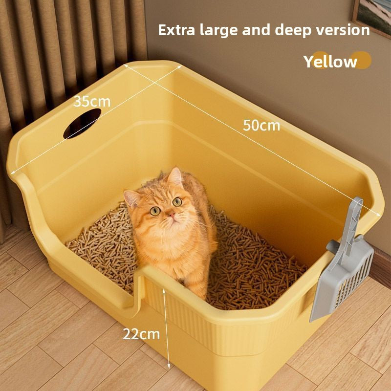 Extra Large Open Cat Litter Box Semi-Enclosed Pet Toilet
