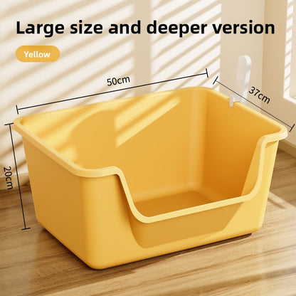 Extra Large Open Cat Litter Box Semi-Enclosed Pet Toilet