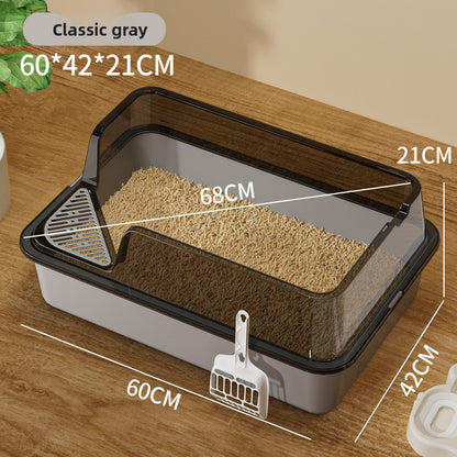 Extra-large semi-enclosed cat litter box