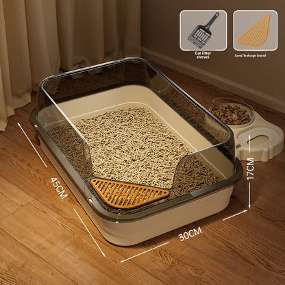 Extra-large semi-enclosed cat litter box
