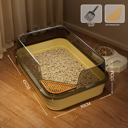 Extra-large semi-enclosed cat litter box