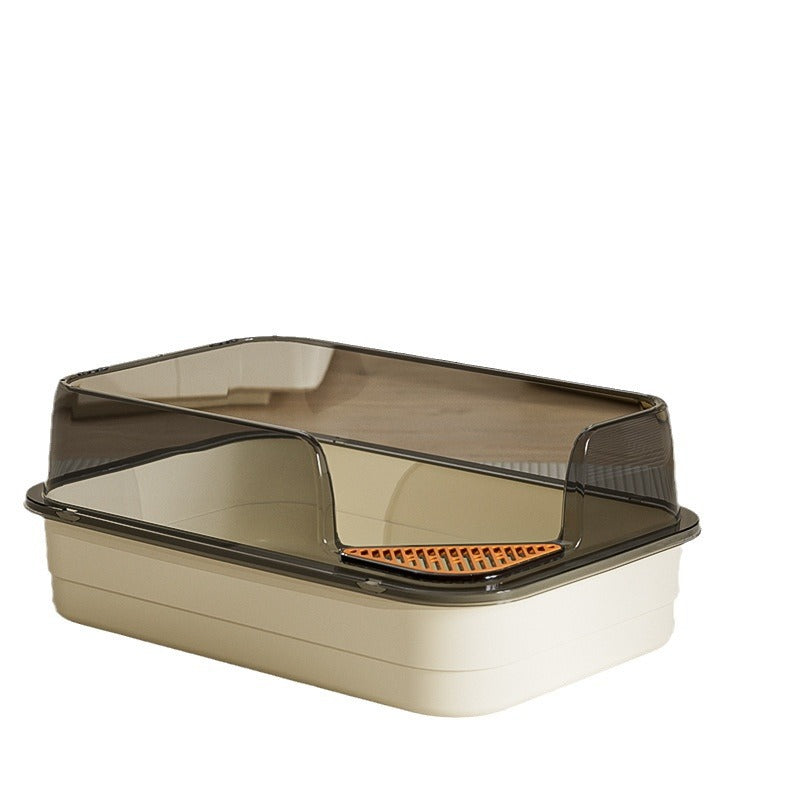 Extra-large semi-enclosed cat litter box