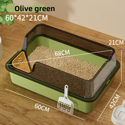 Extra-large semi-enclosed cat litter box