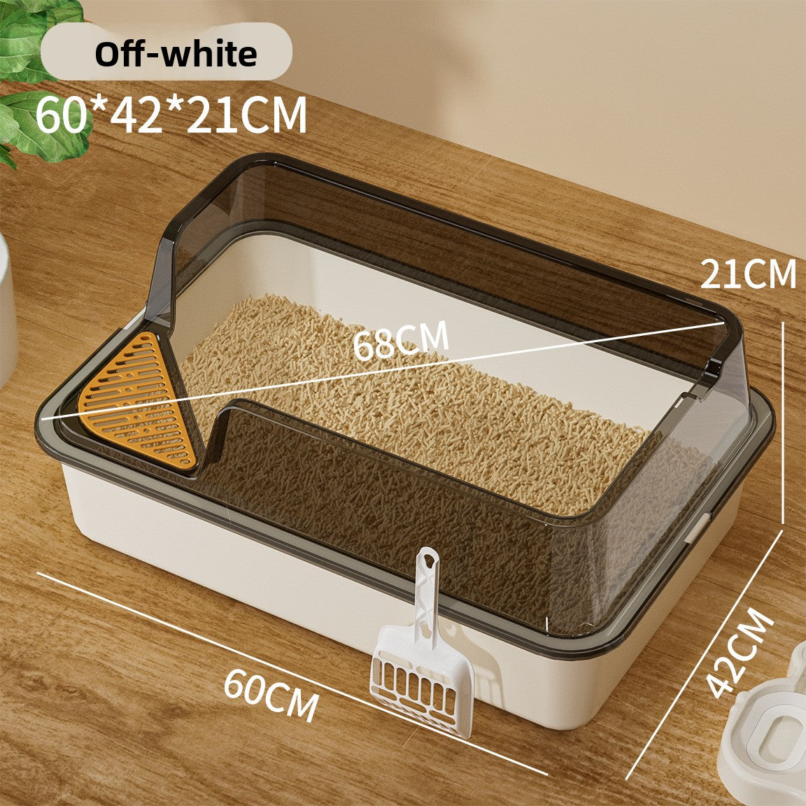 Extra-large semi-enclosed cat litter box