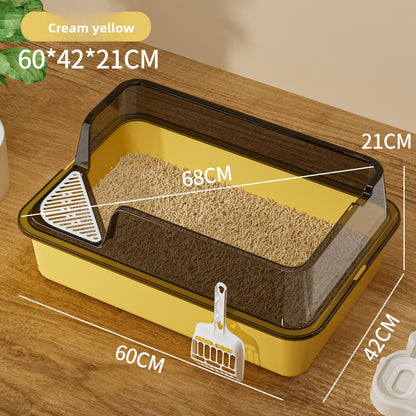 Extra-large semi-enclosed cat litter box