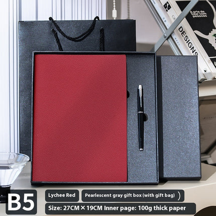 Soft Leather Covered Notebook with Litchi Pattern for Notes