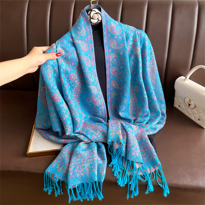 Light-luxury Jacquard Cashew Tassel Fashion Shawl for Women