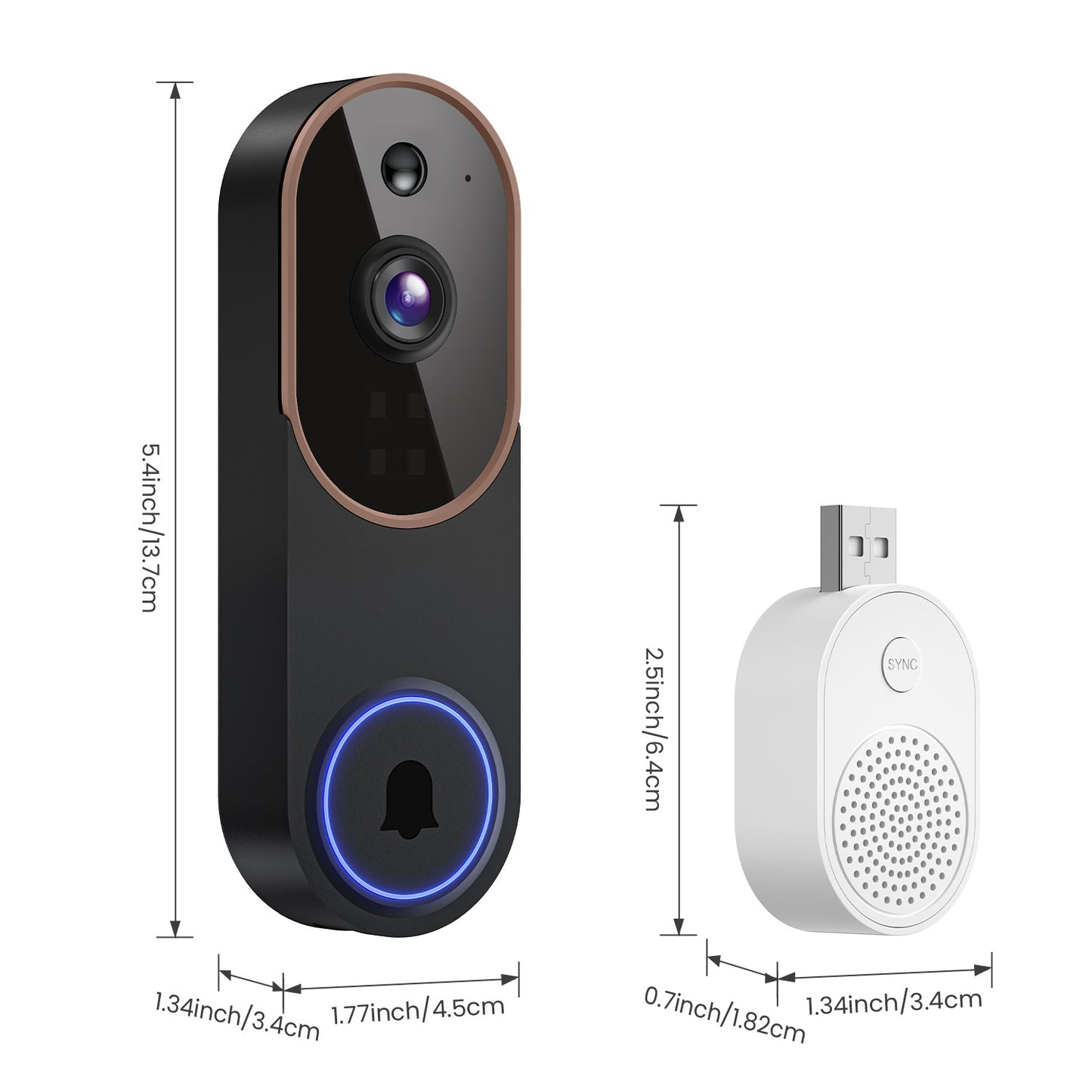 Video Doorbell Camera with Voice Intercom, Monitoring, Wifi, Hd Night Vision, Smart Doorbell, Electronic Peephole