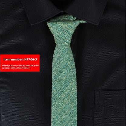 Solid Color Korean Style Narrow Cotton Men’s 6cm Wedding Tie