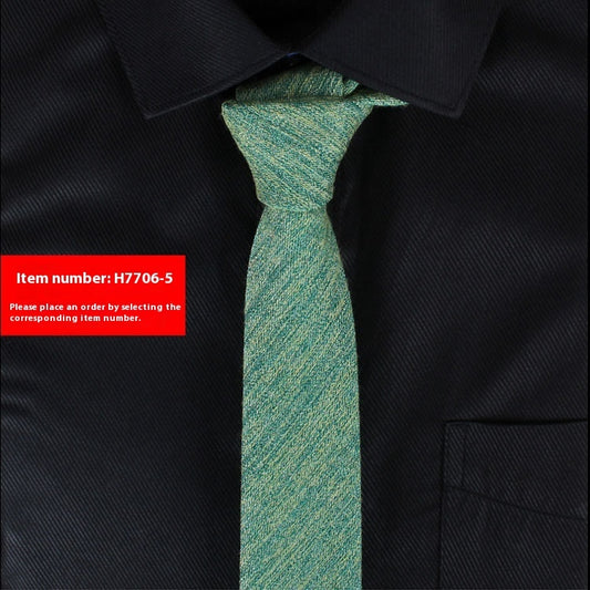 Solid Color Korean Style Narrow Cotton Men’s 6cm Wedding Tie