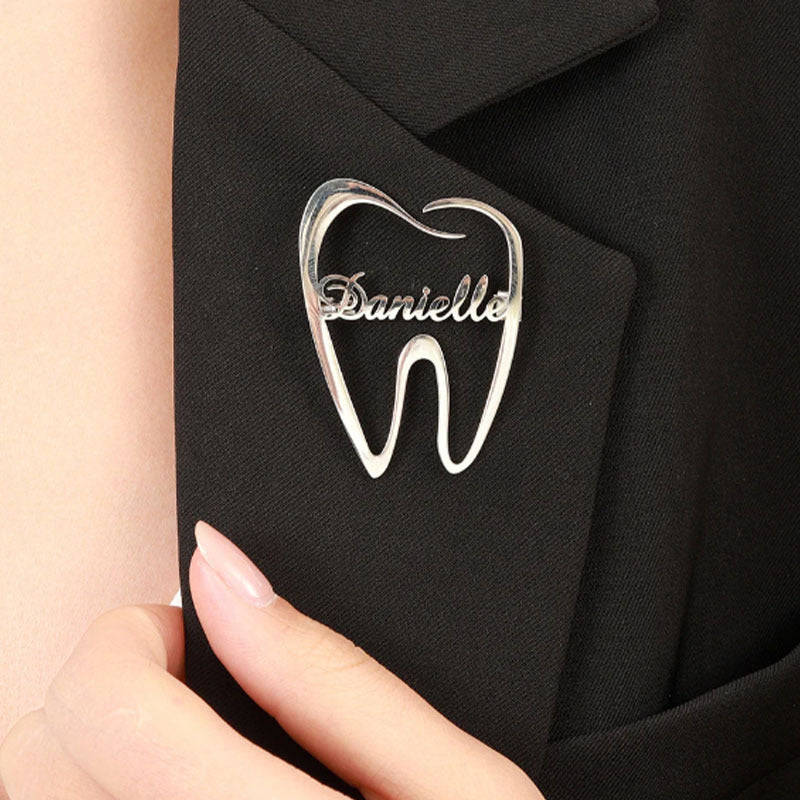 Buy Personalized Stainless Steel Tooth-Shaped English Brooch