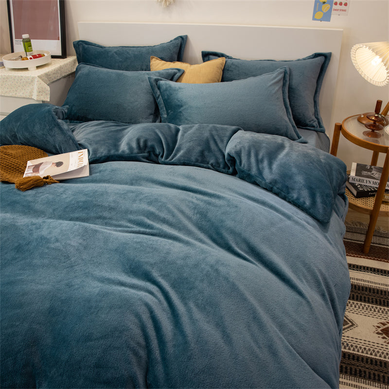 Plush Fleece Duvet Cover Set – Double-Sided Warm Bedding