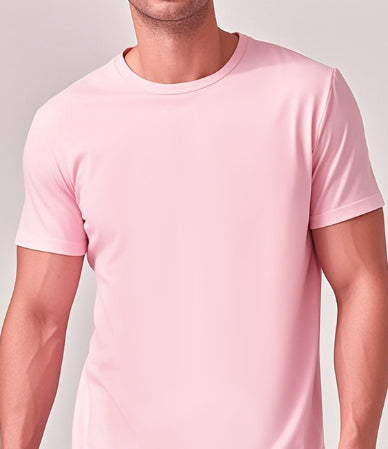 Buy Solid-Color Casual Short-Sleeve Crew Neck T-Shirt