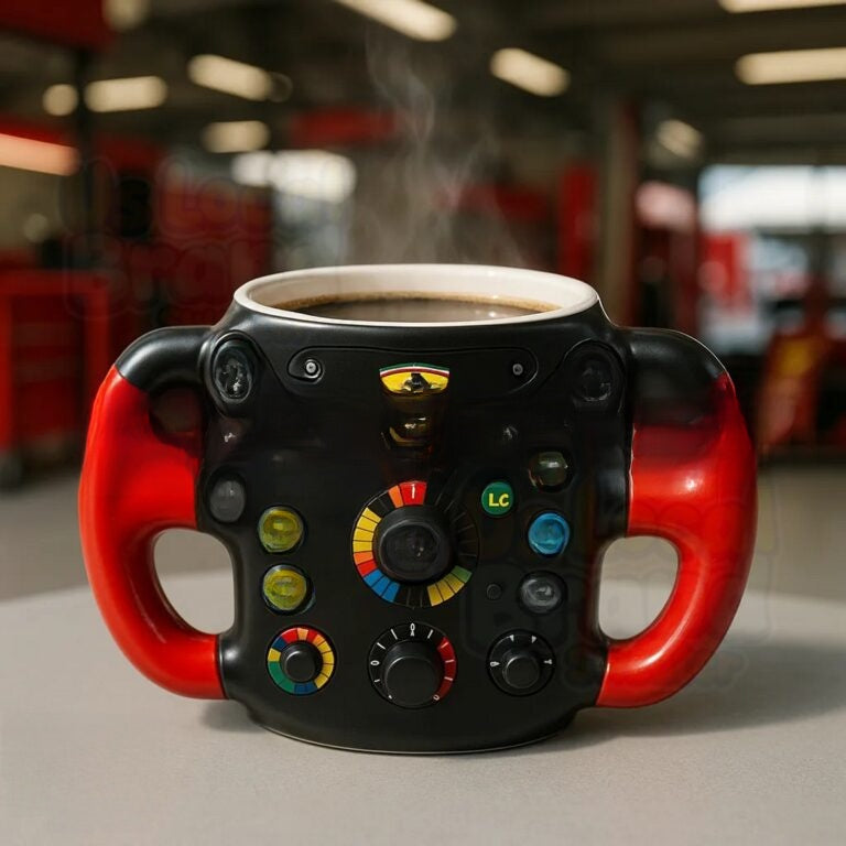 F1 Steering Wheel 3D Design Resin Stainless Steel Mug