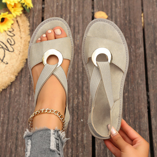 Women's Plus Size Fish Mouth Wedge Jute Sole Sandals